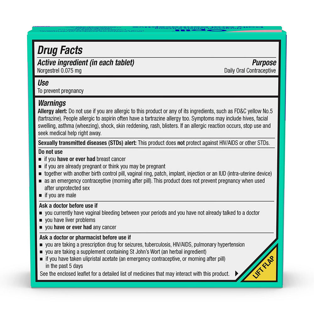 Opill Daily Oral Contraceptives Tablets, 28 Ea