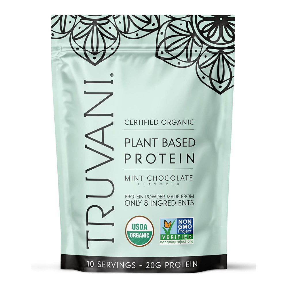 Truvani Organic Mint Chocolate Flavor Plant Based Protein Powder 12.38Oz (351g)