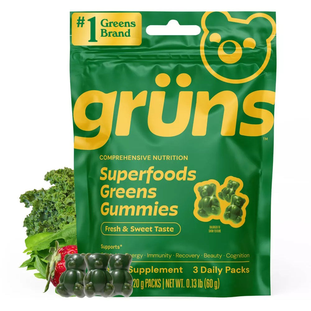 Gruns Adult Low Sugar Greens and Superfood Supplements Gummies 1Ea