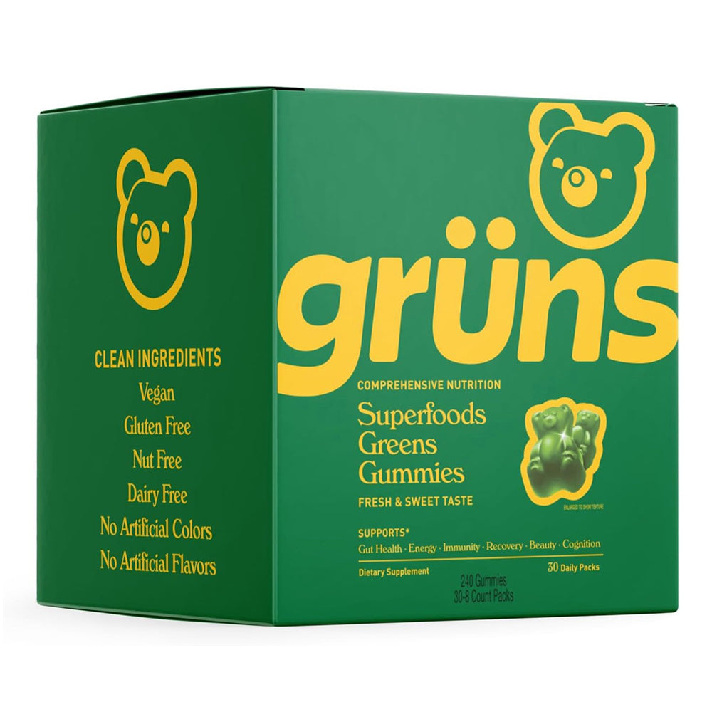 Gruns Super Greens Gummies Daily Packs for Immunity Support 30Ea