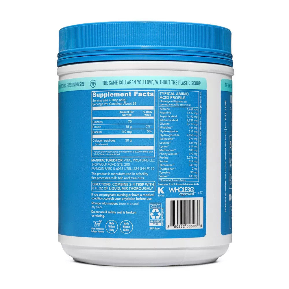 Vital Proteins Collagen Peptides Powder, Unflavored, Support Hair, Skin and Nails, 20 Oz