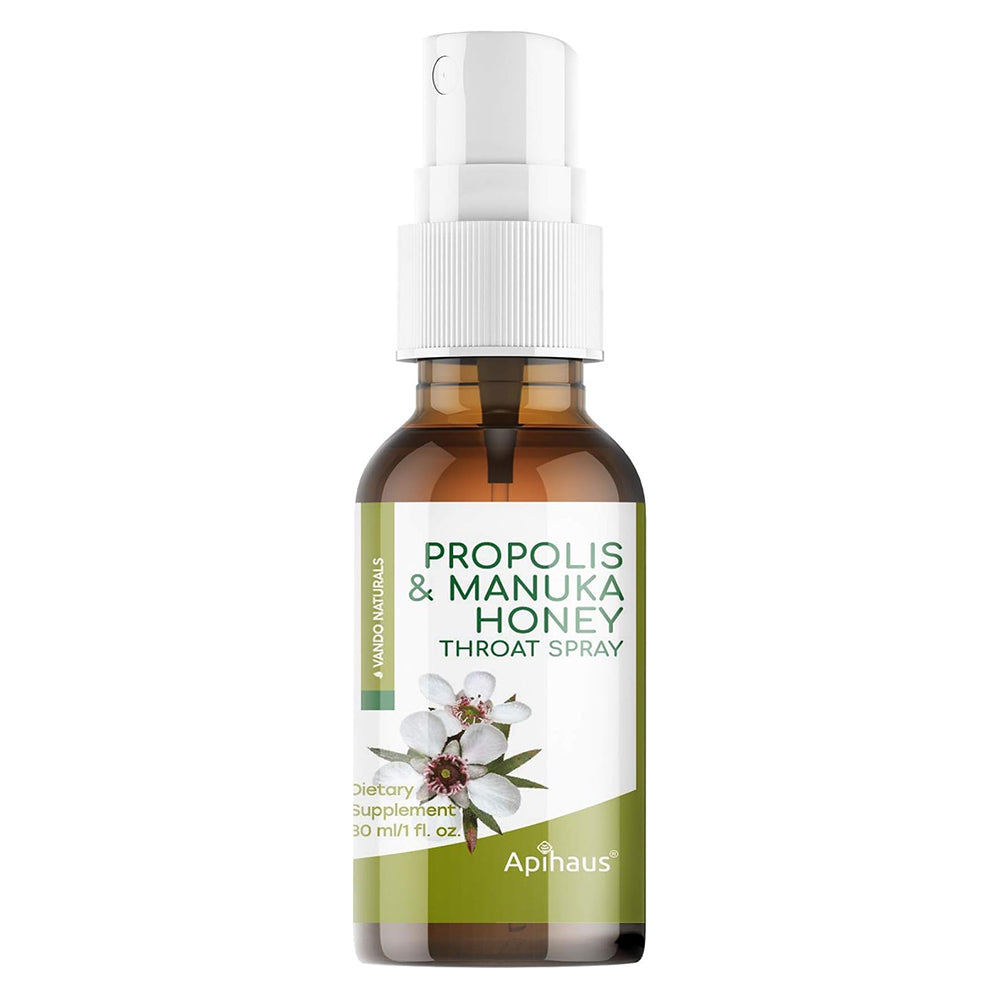 Apihaus Propolis and Manuka Honey Throat Cooling and Soothing Liquid Spray 1Oz (30ml)