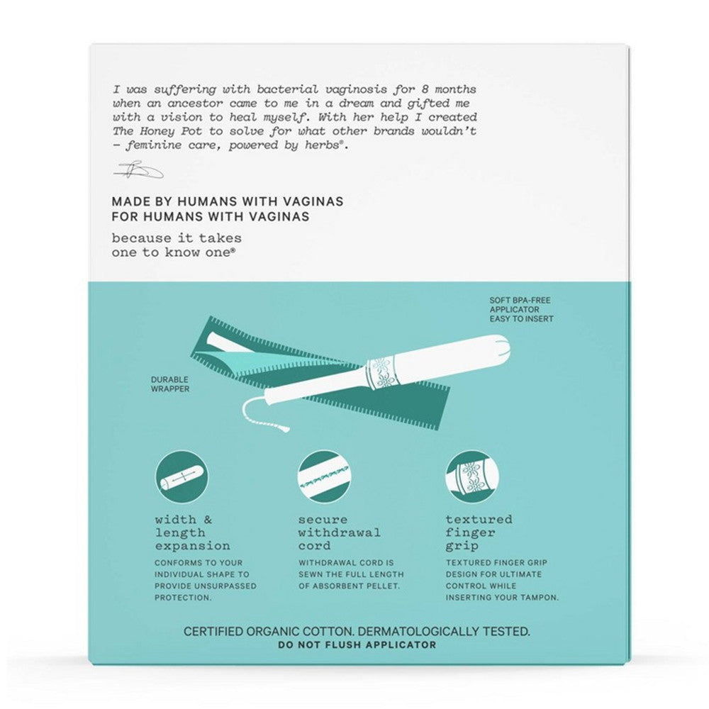 The Honey Pot Company Organic Cotton Super Tampons, 18 Ea