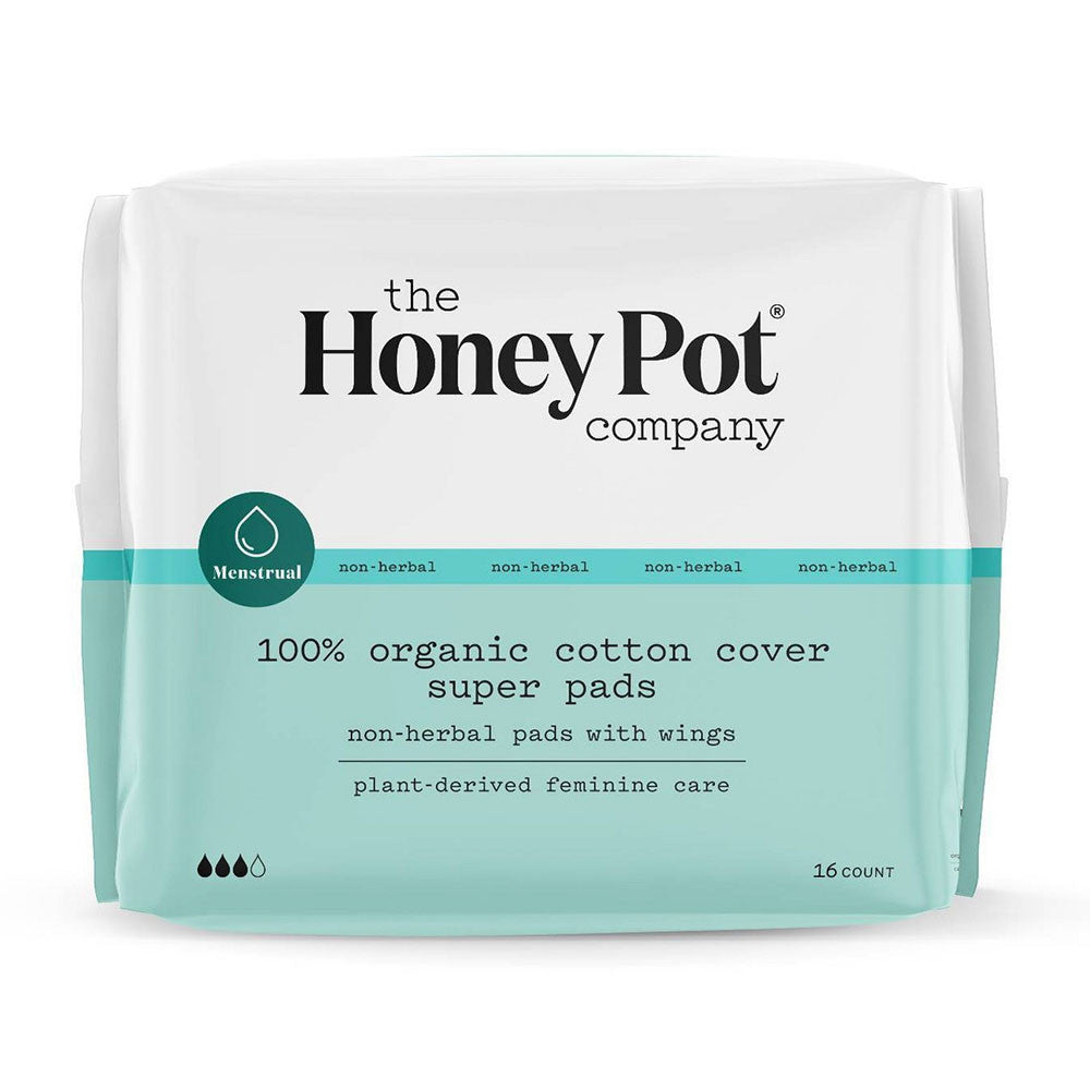 The Honey Pot Company Non Herbal Menstrual Cottton Super Pads, 16 Ea