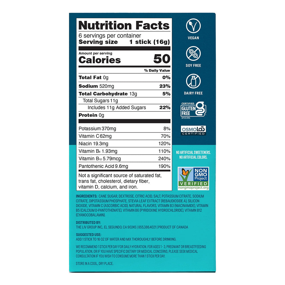 Liquid IV Hydration Multiplier Electrolyte Powder Packs Drink Mix, Strawberry Flavor, 6 Ea