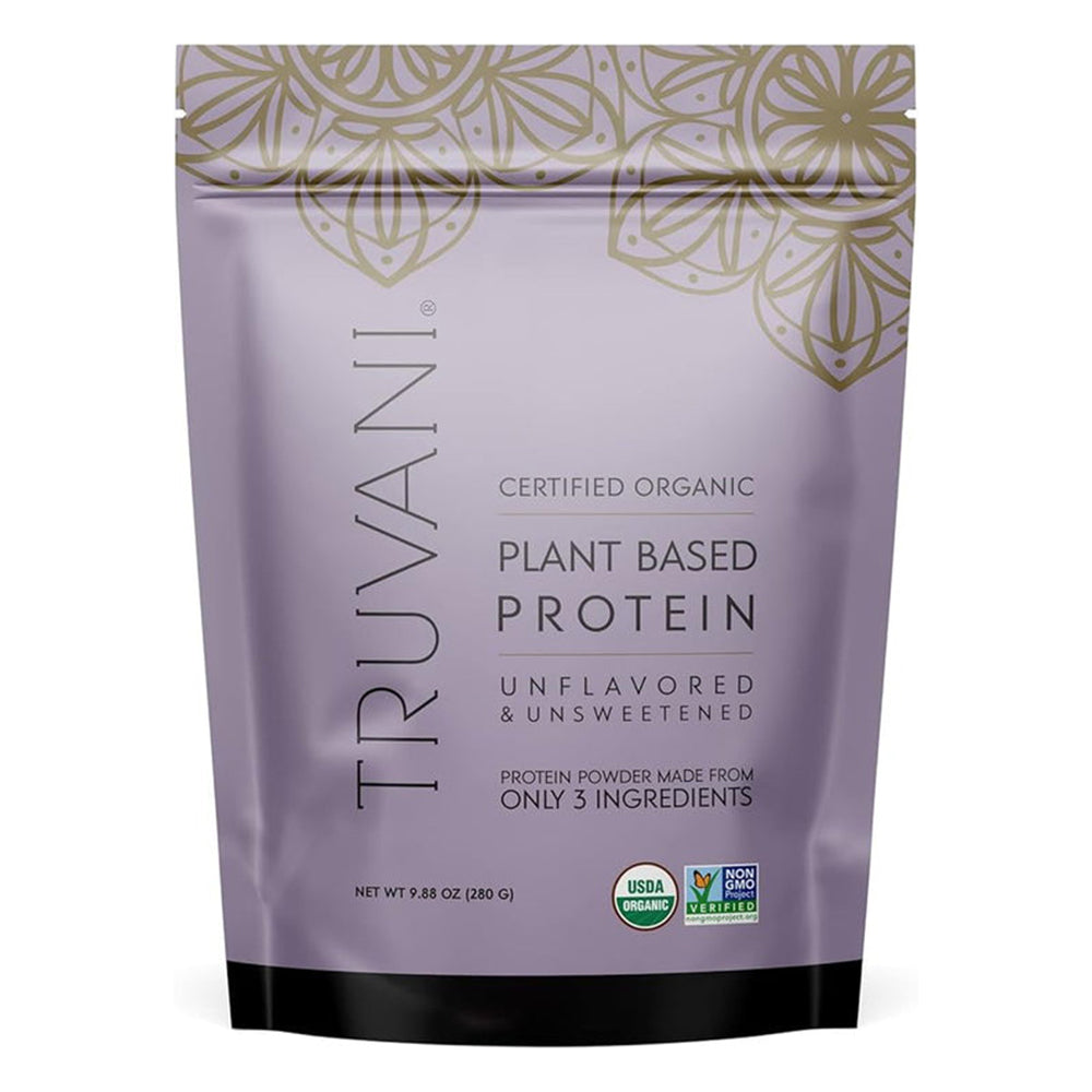 Truvani Organic Unflavored and Unsweetened Plant Based Protein Powder for Daily Nutrition and Muscle Support 9.88Oz (280g)