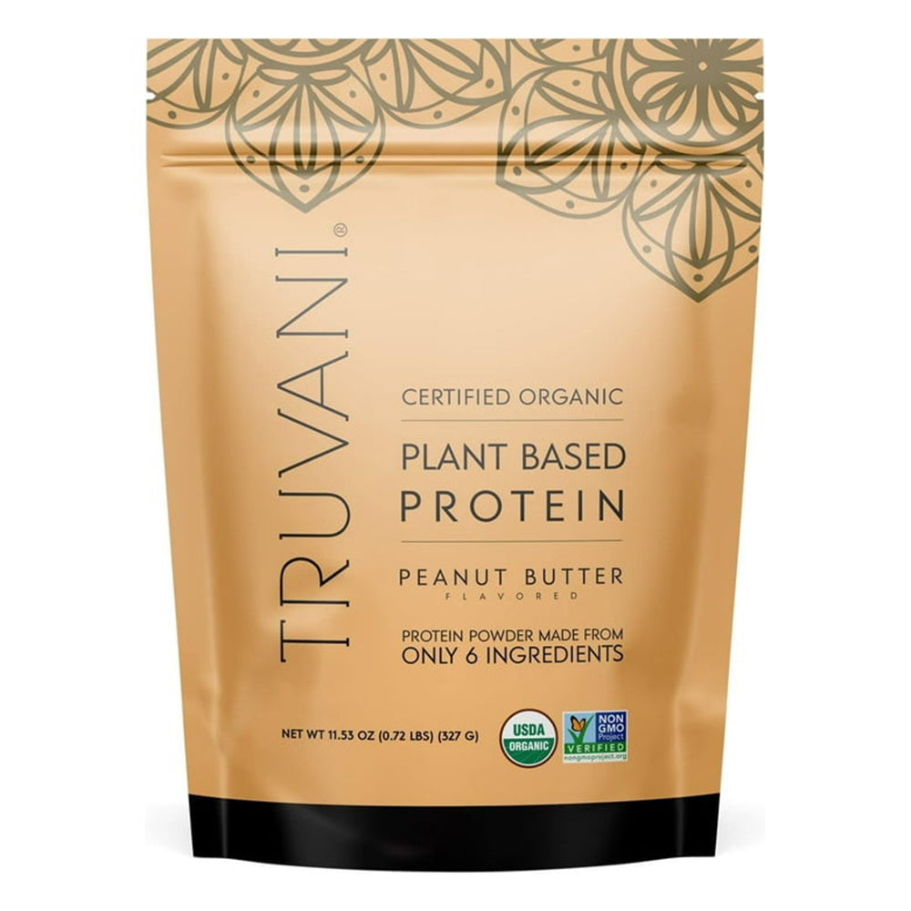 Truvani Organic Plant Based Protein Powder Peanut Butter for Muscle Recovery 11.53Oz (327g)