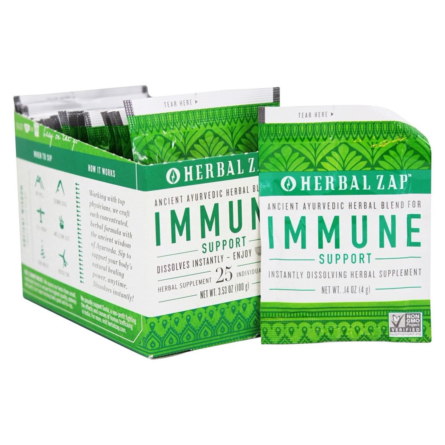 Herbal Zap Ancient Ayurvedic Herbal Supplement Drink Mix Packets for Immune Support 0.14Oz (4g) 25Ea