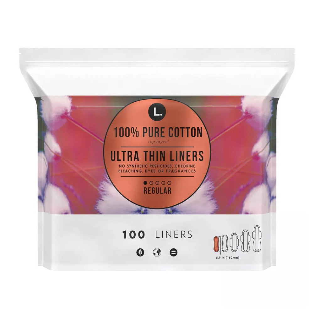 L Organic Cotton Topsheet Ultra Thin Panty Liners, 100 Ea