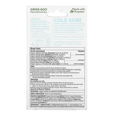 Green Goo Natural Cold Sore Salve for Fever Blisters, 0.7 Oz