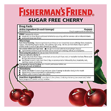 Fishermans Friend Sugar Free Cherry Menthol Cough Drops, Cough Suppressant Lozenges, 40 Ea