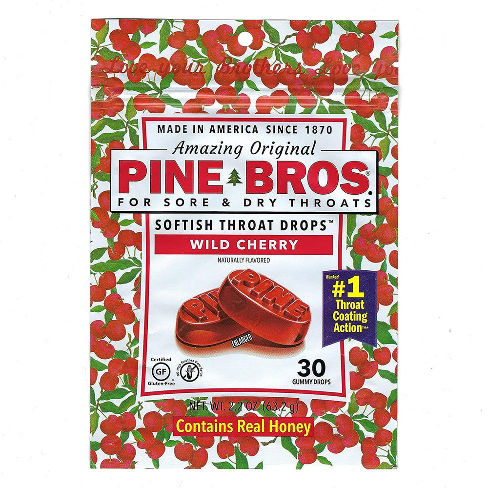 Pine Bros for Sore Throat Softish Drops, Wild Cherry Flavor, 30 Ea