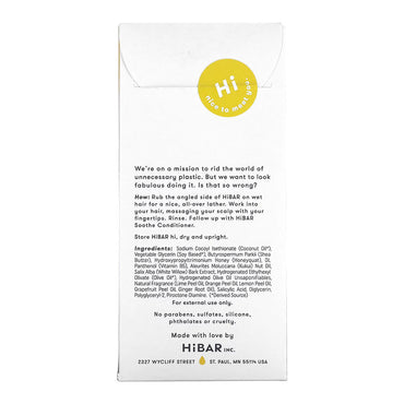 HiBar Soothe Solid Shampoo Bar, 3.2 Oz