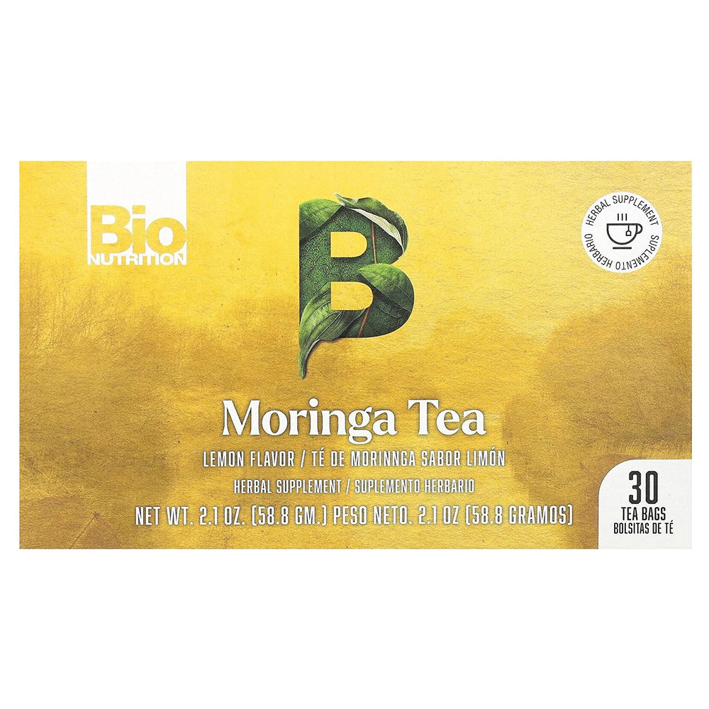 Bio Nutrition Moringa Herbal Supplement Tea Bags Lemon Flavor 2.1Oz (58.8g) 30Ea