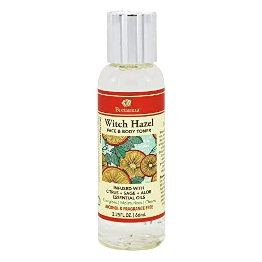 Bretanna Witch Hazel Face and Body Toner Infused with Citrus Sage Aloe Essential Oils Alcohol Free 2.25Oz (66ml)