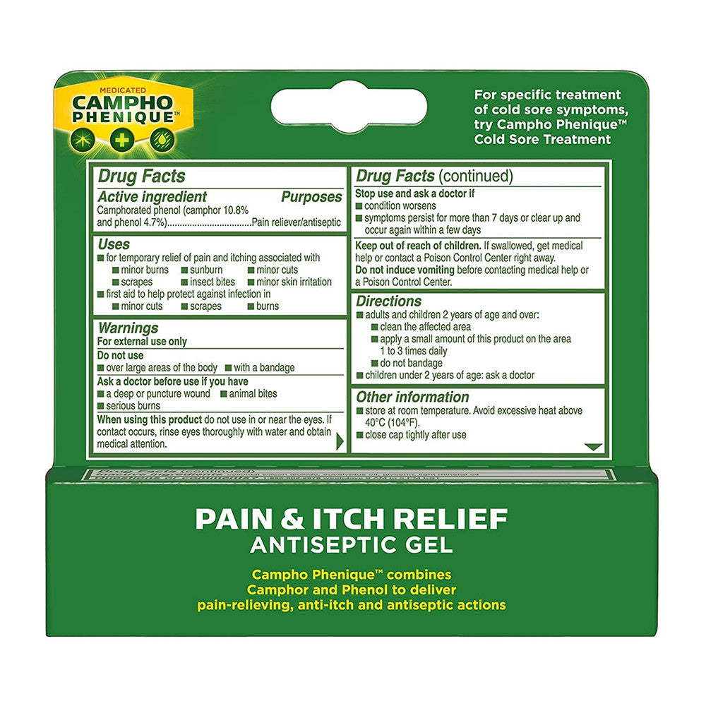 Campho-Phenique Pain and Itch Relief Antiseptic Gel, 0.5 Oz