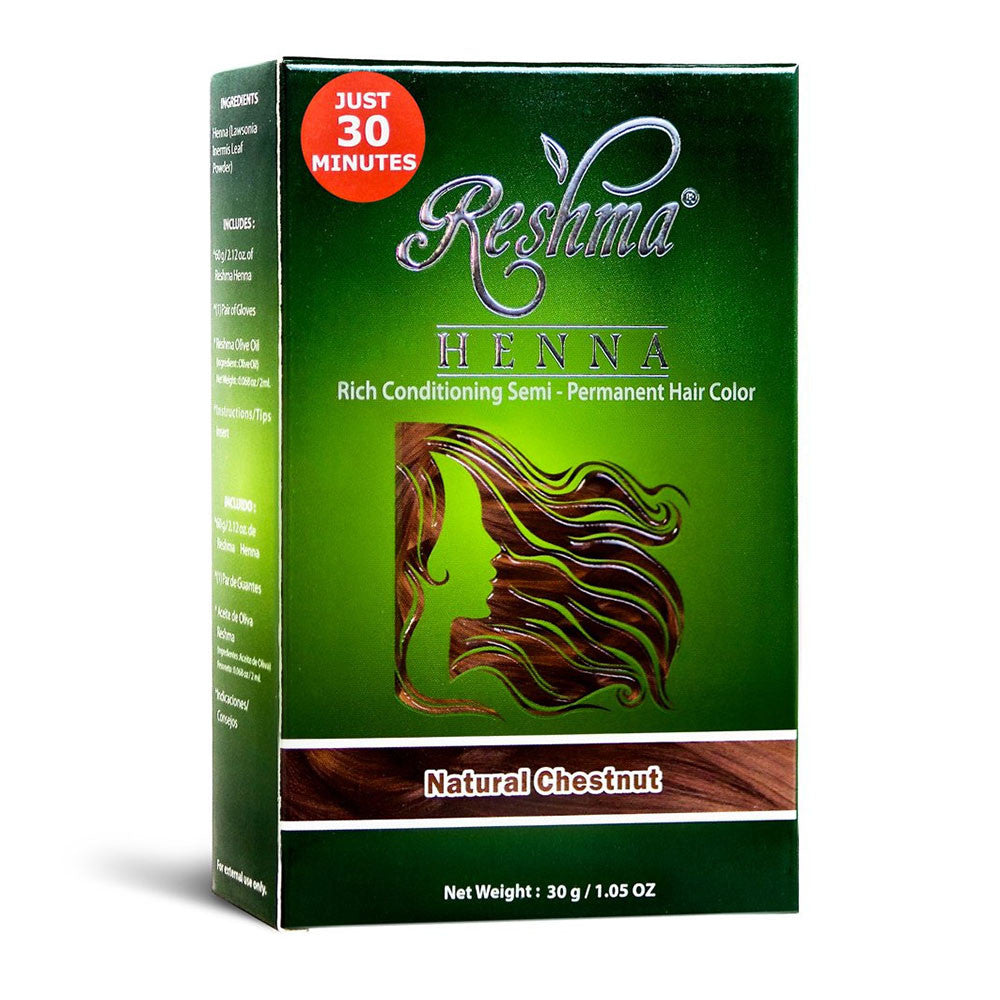 Reshma Henna Natural Chestnut Semi Permanent Hair Color, 1.05 Oz