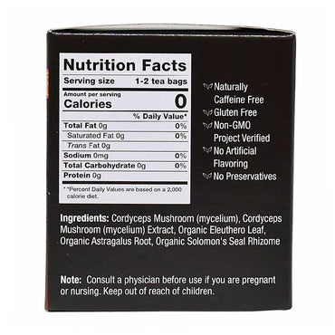 Bravo Tea Cordyceps Mushroom Herbal Tea Bags, 20 Ea