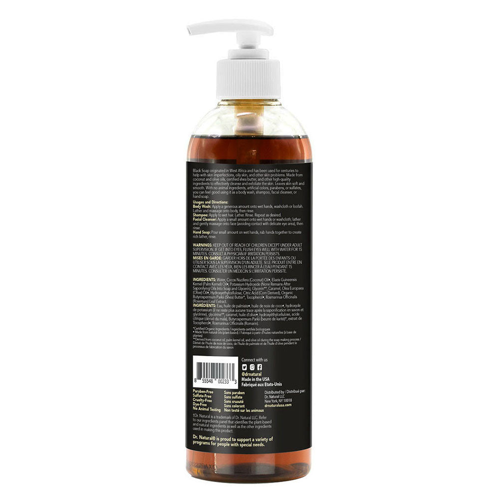 Dr Natural Plan Based Black Soap Liquid, Noir, 16 Oz