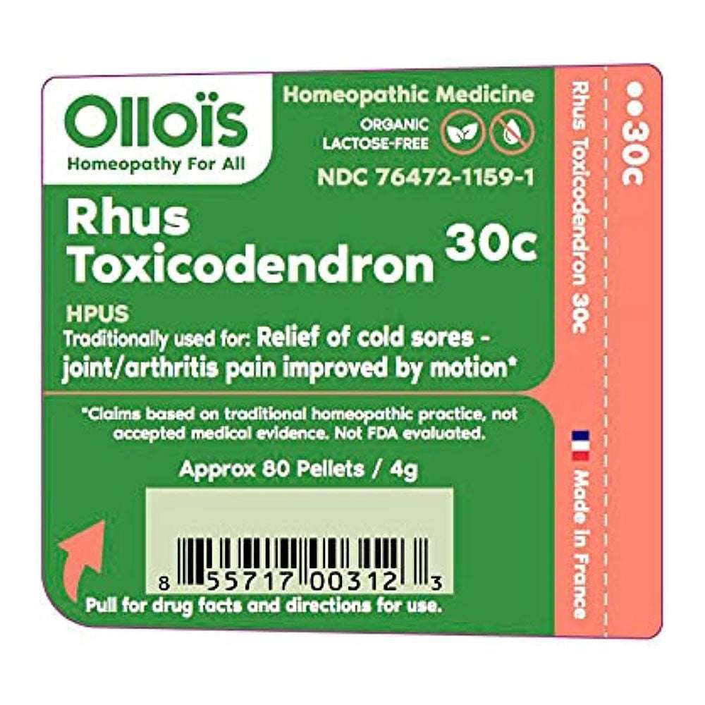 Ollois Rhus Toxicodendron 30c Organic Lactose Free Homeopathic Pellets, 80 Ea