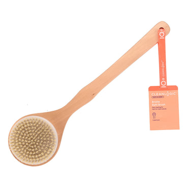 Cleanlogic Wooden Handle Bristle Bath Brush, 1 Ea