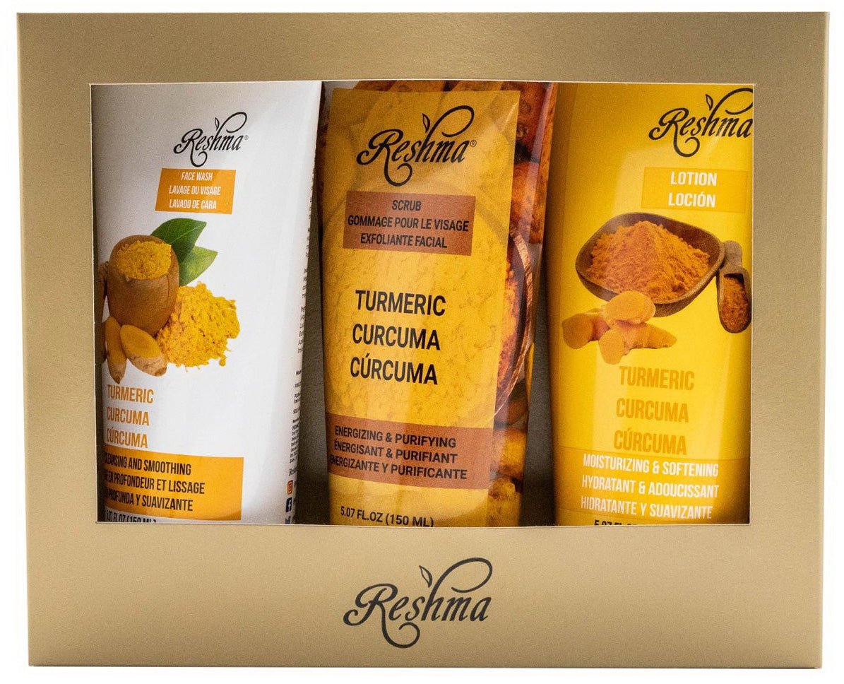 Reshma Turmeric Gold Gift Set with Turmeric Face Wash Scrub and Lotion 1Ea