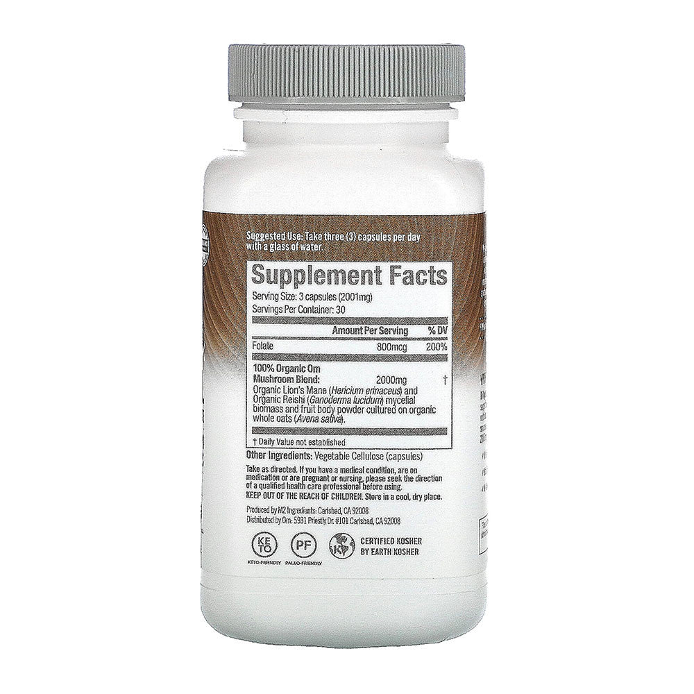 Om Mushroom Superfood Brain Fuel Mushroom Capsules, 90 Ea