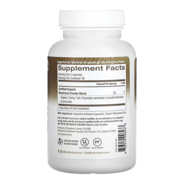 Om Mushroom Superfood Turkey Tail Mushroom Capsules, Immune Support, 90 Ea