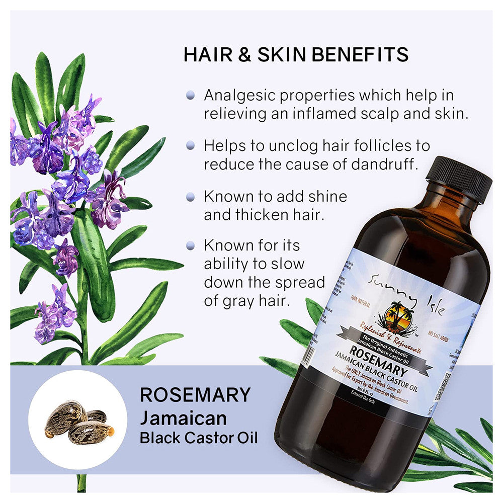 Sunny Isle Rosemary Jamaican Black Castor Oil, 8 Oz