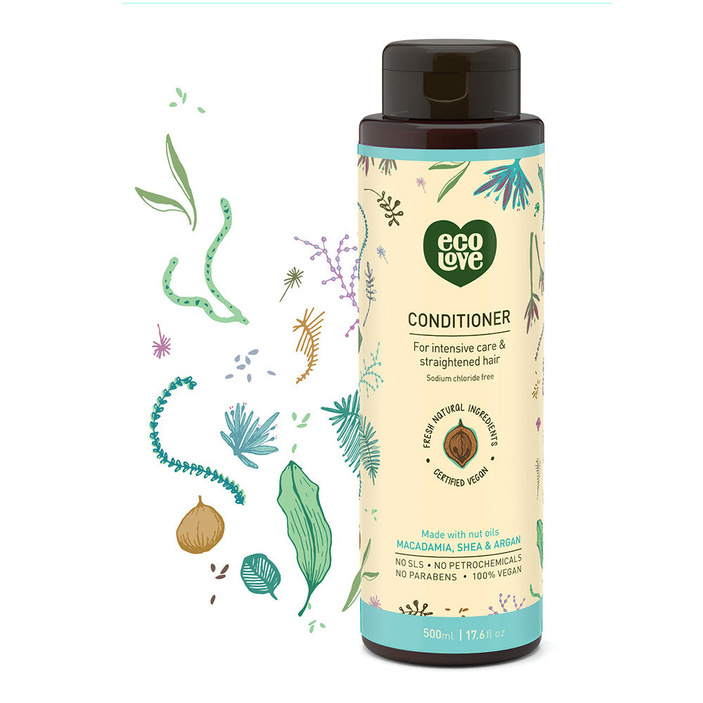 Eco Love Nut Oils Conditioner Intensive Care Straightened Hair, 17.6 Oz