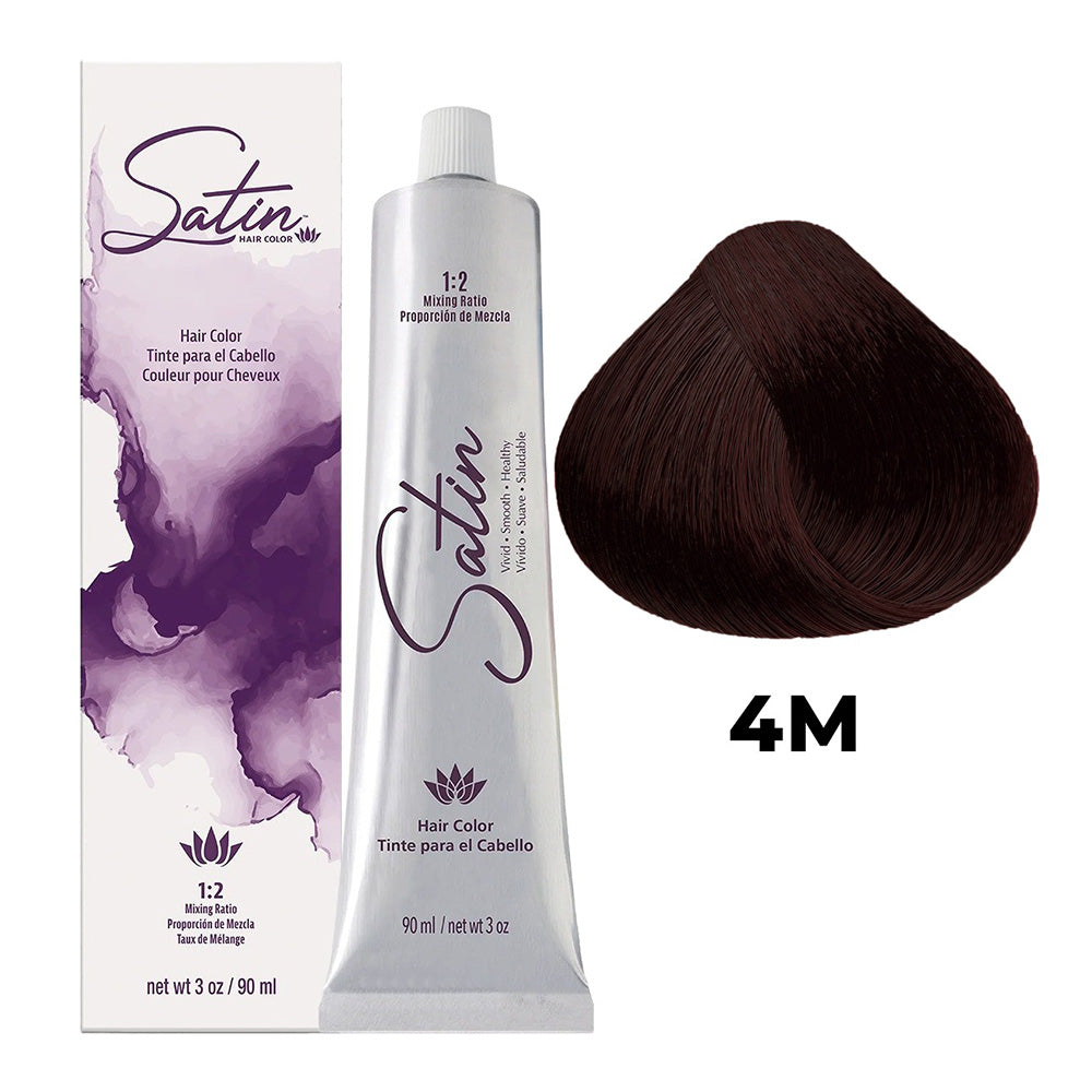 Satin Ultra Vivid Dye Hair Color 4M Dark Mahogany and Healthy Hair 3Oz (90ml)