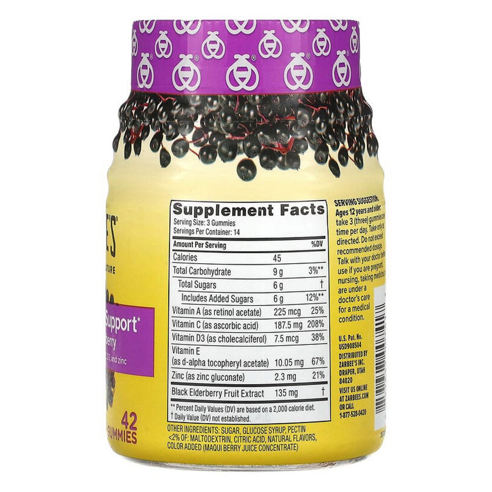 Zarbees Daily Immune Support with Real Elderberry Gummies, Natural Berry Flavor, 42 Ea
