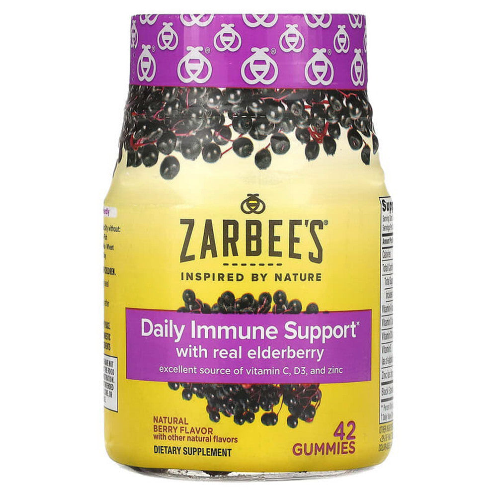 Zarbees Daily Immune Support with Real Elderberry Gummies, Natural Berry Flavor, 42 Ea