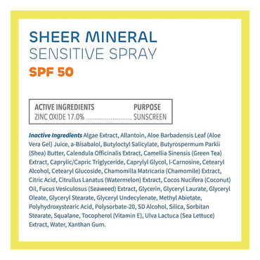 The Seaweed Bath Co Sheer Mineral Sensitive SPF 50 Sunscreen Spray, 6 Oz
