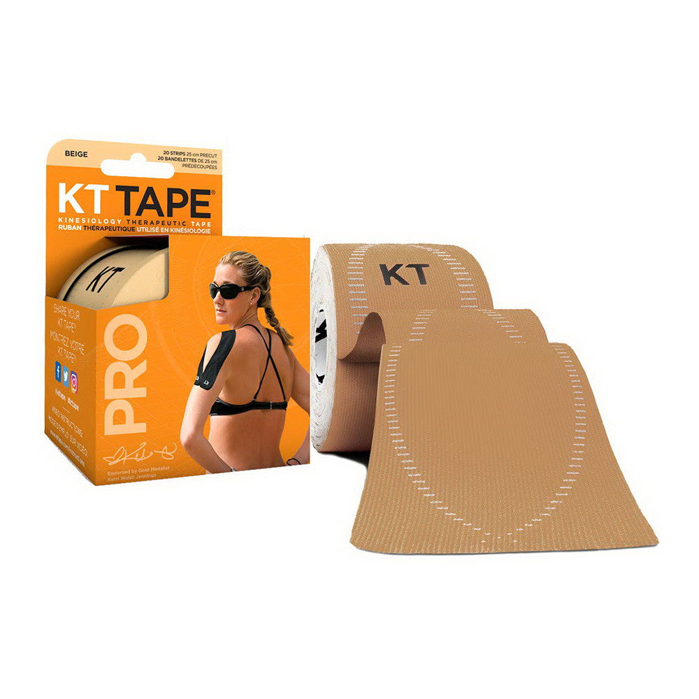 Kt Tape Elastic Pro Sports Tape, Precut Strips Stealth Beige, 20 Ct