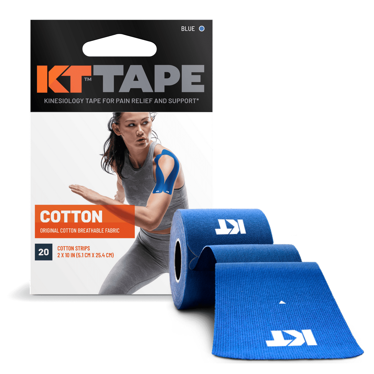 KT Tape Blue Original Precut Cotton Kinesiology Tape, 20 Ea