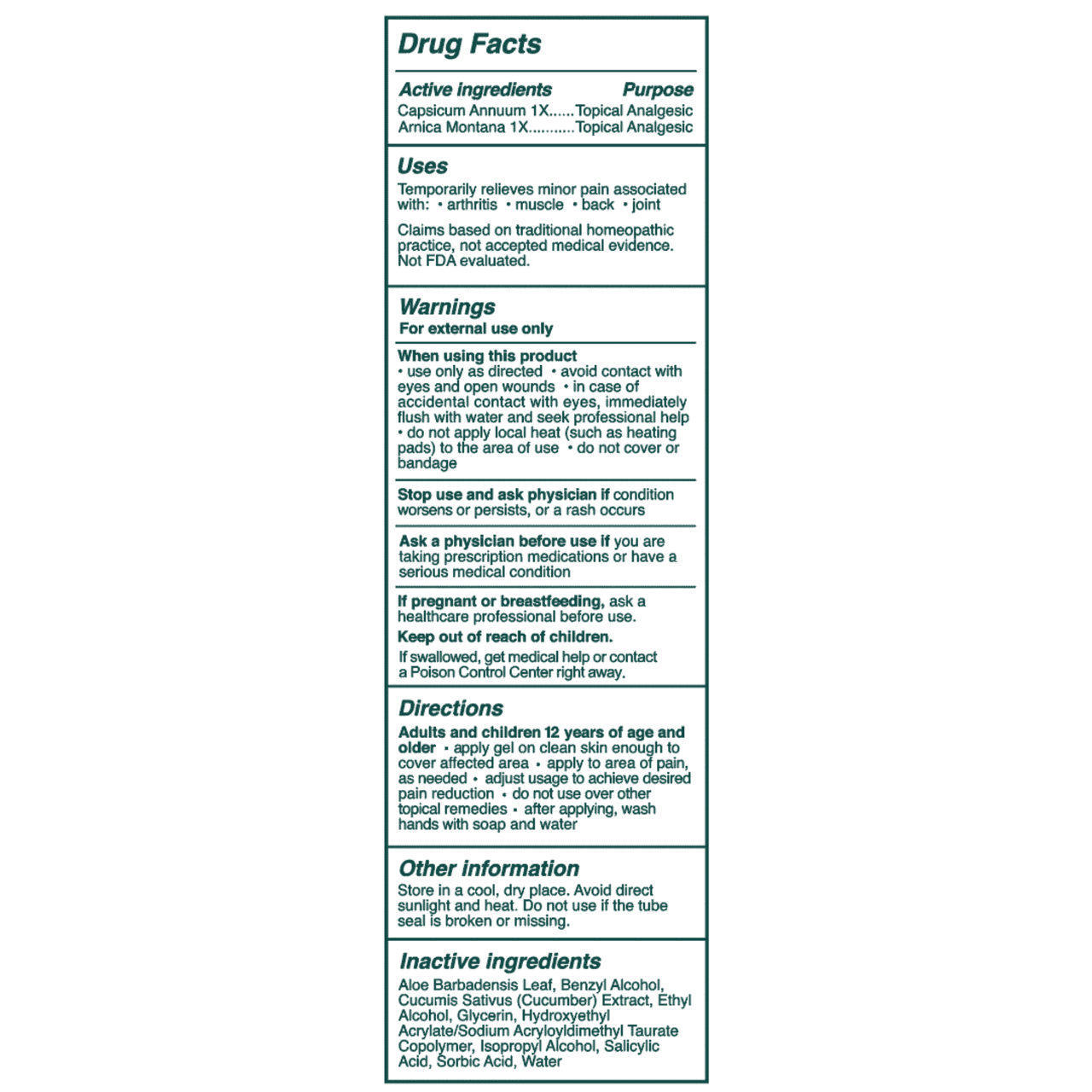 Capsiva Homeopathic Arthritis Pain Relieving Gel, 3 Oz