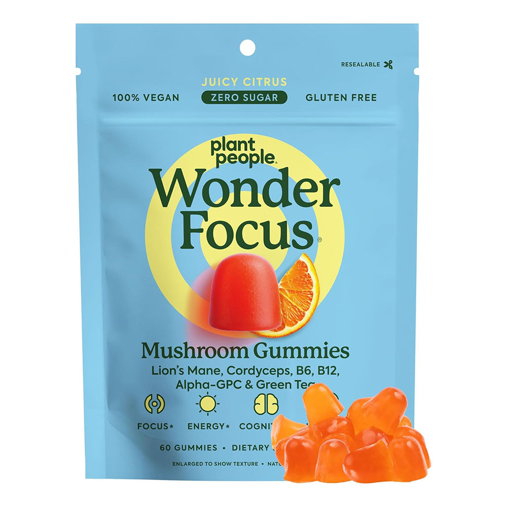 Plant People WonderFocus Mushroom Gummies Zero Sugar Citrus Flavor 60Ea