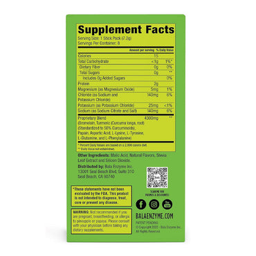 Bala Triple Enzyme Hydration Total Body Wellness Drink Mix Sticks, Lime, 8 Ea