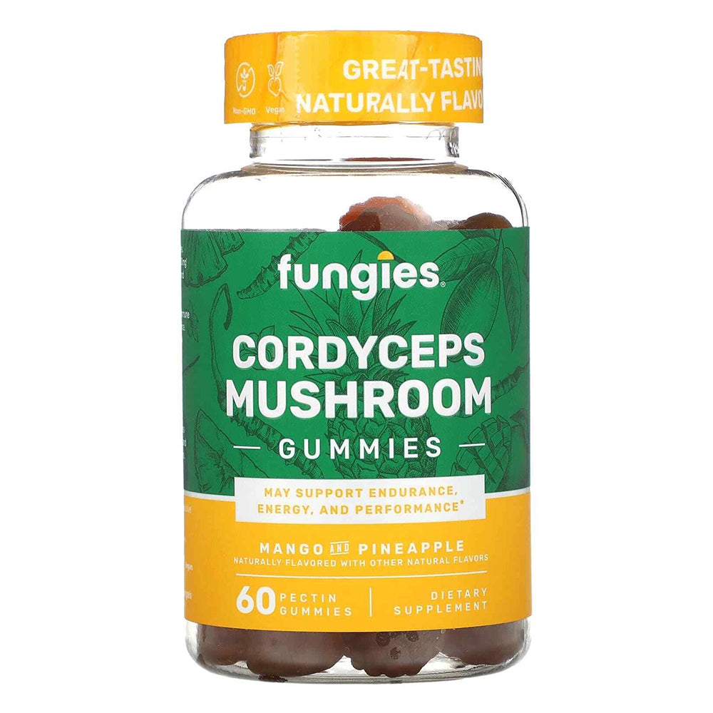Fungies Cordyceps Mushroom Mango and Pineapple Flavored Support Endurance Energy and Performance Pectin Gummies 60Ea