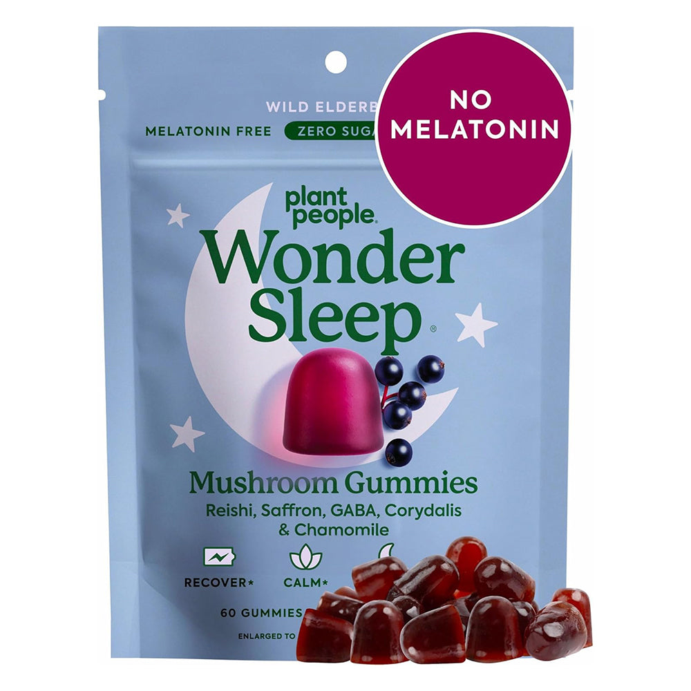 Plant People WonderSleep Mushroom Gummies Wild Elderberry Flavor No Sugar 60Ea