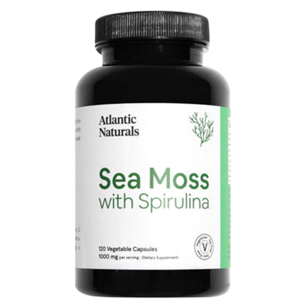 Atlantic Naturals Sea Moss with Spirulina 1000mg Multivitamin Supplement Veg Capsules Support Blood Sugar Wellness 120Ea