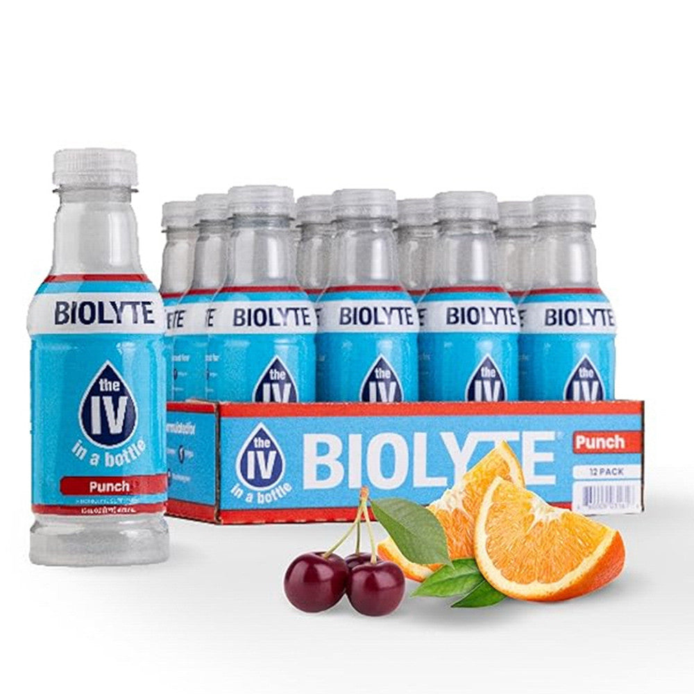 Biolyte Electrolyte Drink for Rapid Hydration, Punch, 16 Oz, 12 Pack