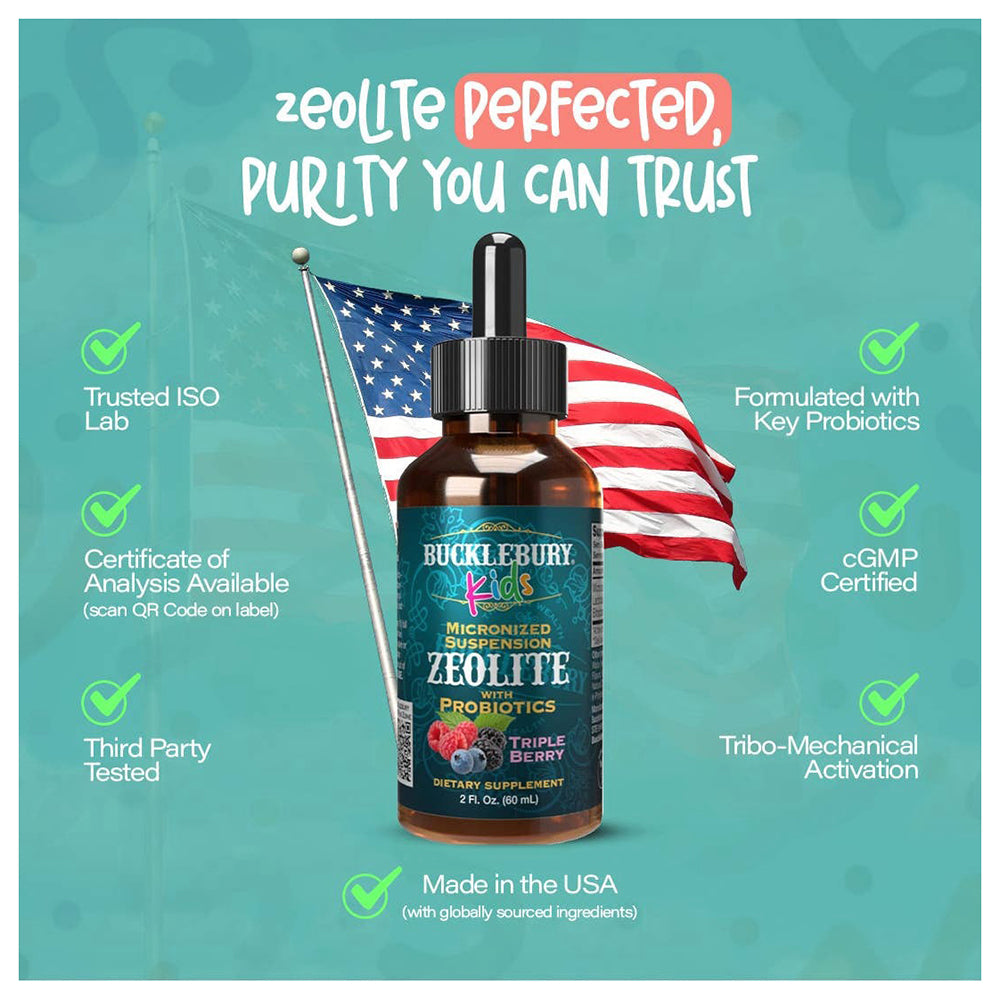 Bucklebury Kids Micronized Zeolite with Probiotics Triple Berry 2Oz (60ml)