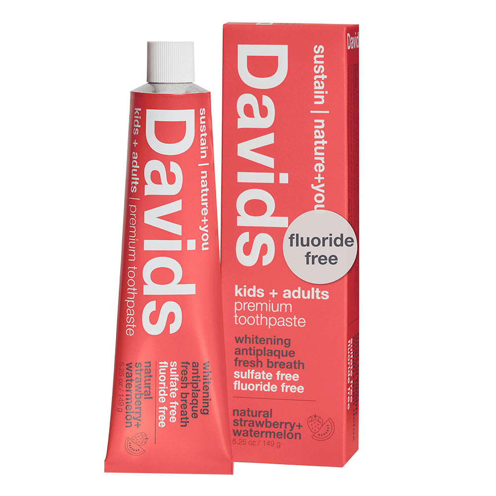 Davids Whitening Premium Tooth Paste with Strawberry and Watermelon Flavor Antiplaque Fresh Breath Sulfate and Fluoride Free for Adults and Kids 5.25Oz (149g)