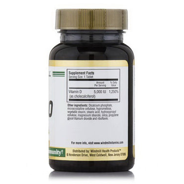 Windmill Vitamin D-3 5000 IU Tablets, 60 ea