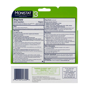 Monistat 3 Vaginal Antifungal Cream, Disposable Combination Pack, 1 Ea