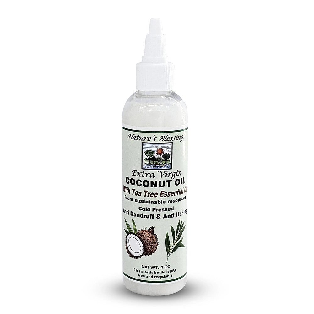 Natures Blessings Hair Coconut Oil with Tea Tree, 4 Oz