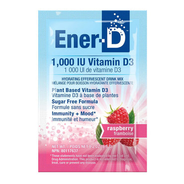 Ener D Sugar Free Drink Mix 1000IU Vitamin D3, Raspberry, 24 Ea