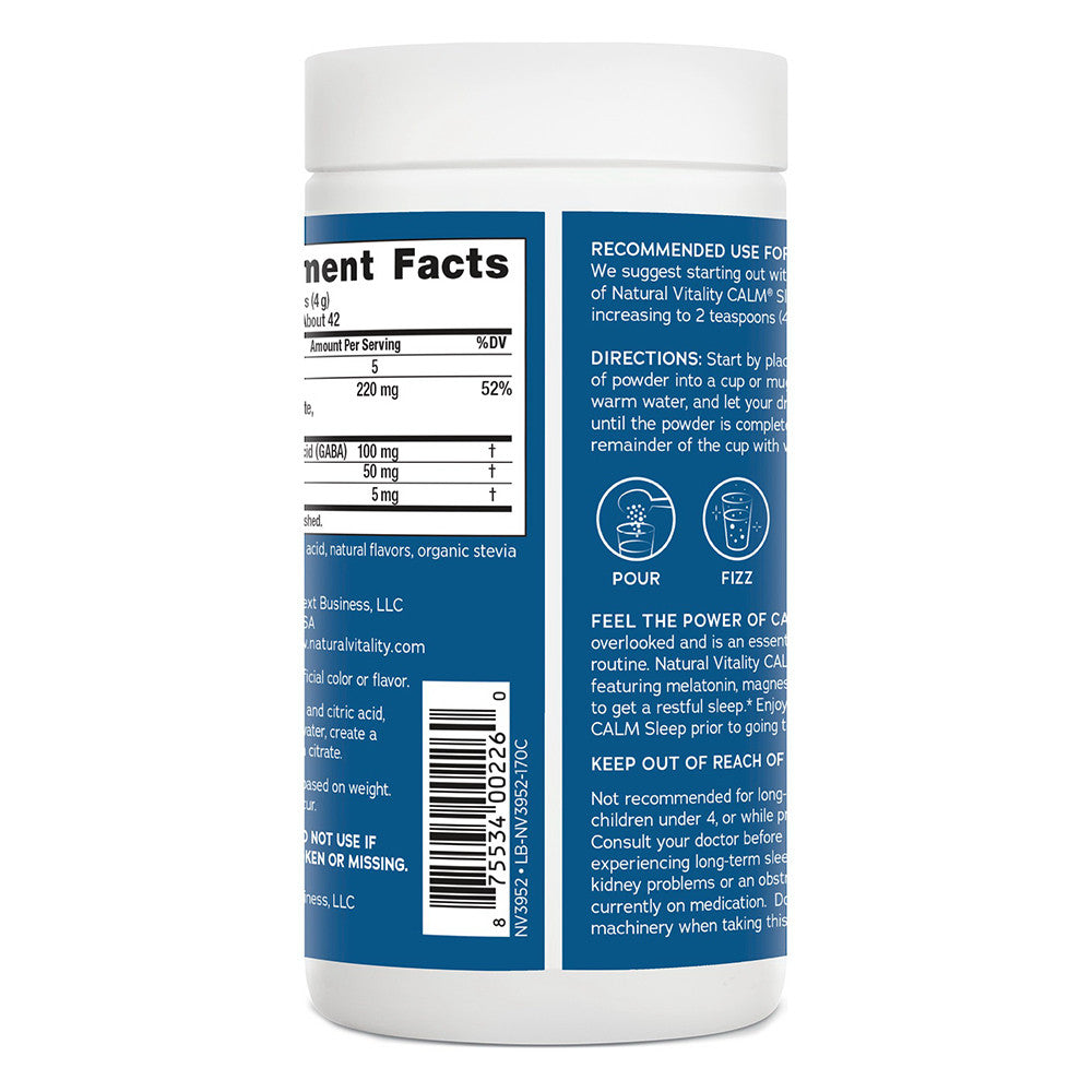 Natural Vitality Calm Sleep Aid Drink Mix With Magnesium And Melatonin, Mixed Berry Flavored, 6 Oz
